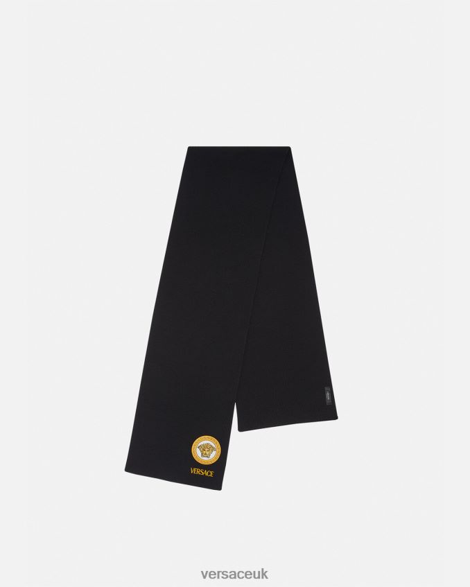 Women Versace Medusa Logo Knit Scarf 6D2D06927 Black Accessories