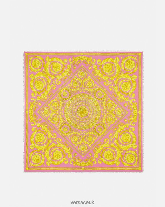 Women Versace Barocco Cashmere Blend Shawl 6D2D06887 Pink Accessories