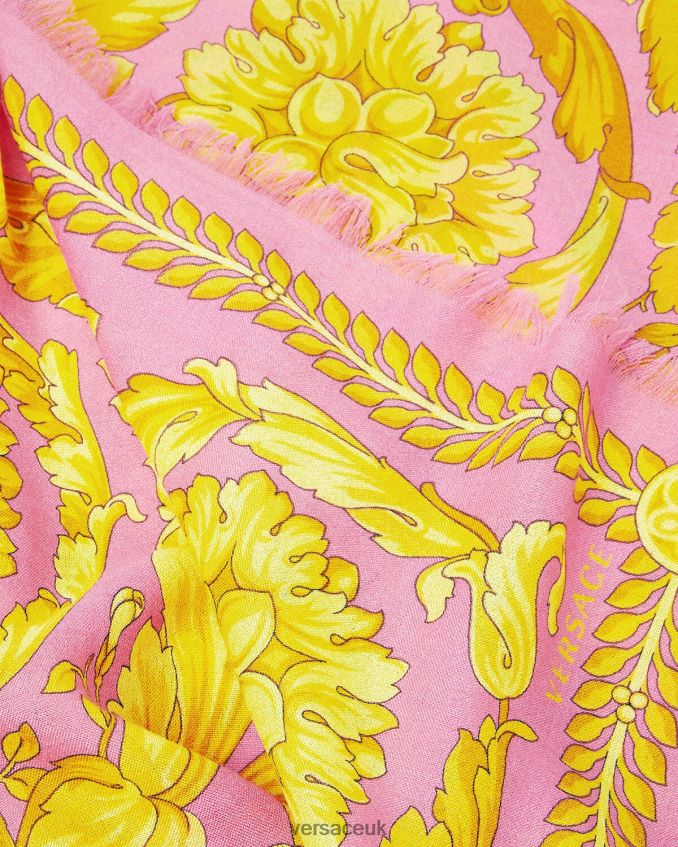 Women Versace Barocco Cashmere Blend Shawl 6D2D06887 Pink Accessories