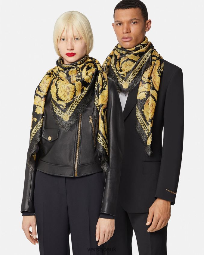 Women Versace Barocco Fringed Shawl 6D2D06901 Print Accessories