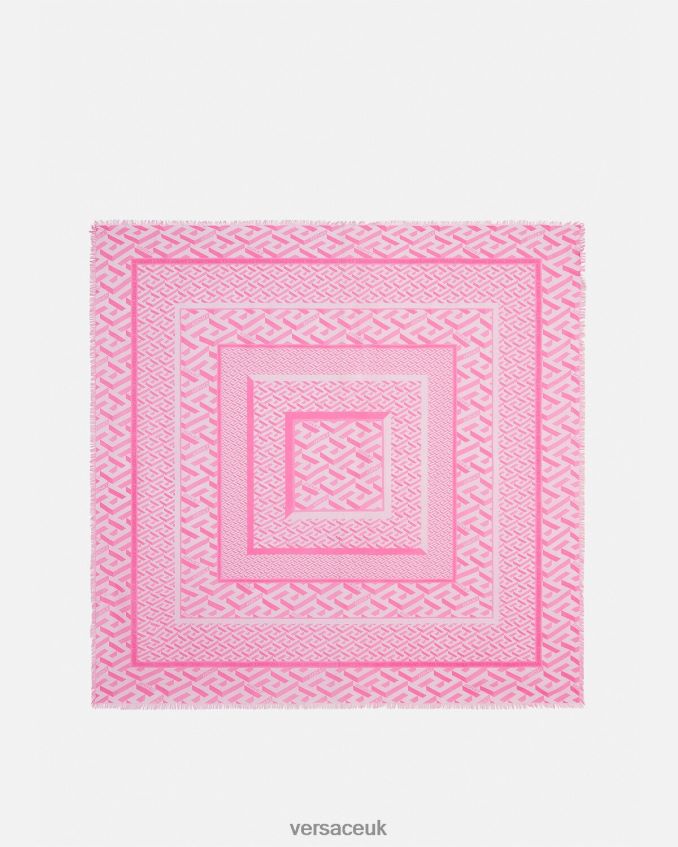 Women Versace La Greca Fringed Shawl 6D2D06925 Pink Accessories