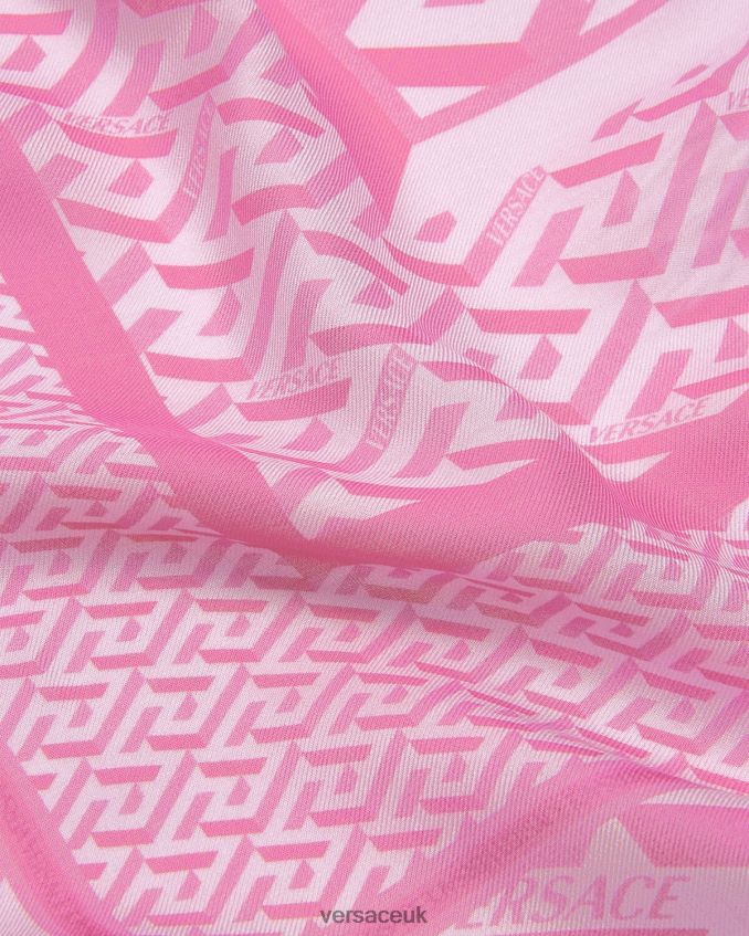 Women Versace La Greca Fringed Shawl 6D2D06925 Pink Accessories