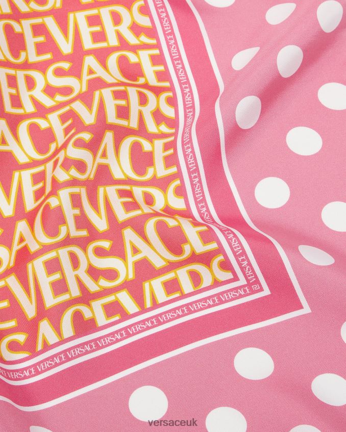 Women Versace Allover Silk Foulard 6D2D06885 Pink & White Accessories
