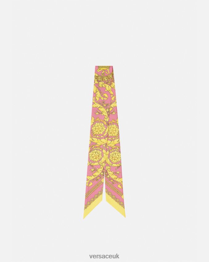 Women Versace Barocco Silk Scarf Tie 6D2D06888 Pink Accessories
