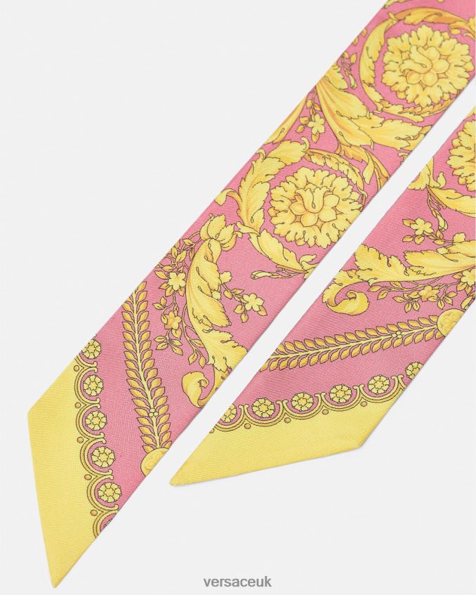 Women Versace Barocco Silk Scarf Tie 6D2D06888 Pink Accessories
