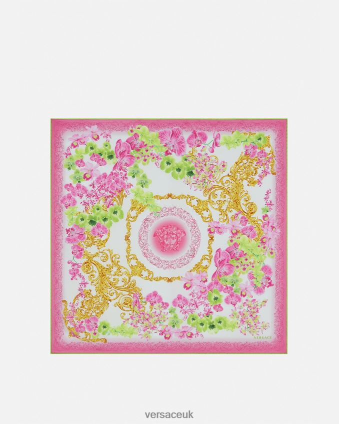 Women Versace Medusa Orchid Large Silk Foulard 6D2D06930 White & Print Accessories