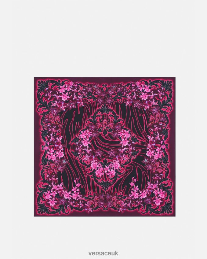 Women Versace Orchid Barocco Large Silk Foulard 6D2D06918 Fuchsia & Print Accessories