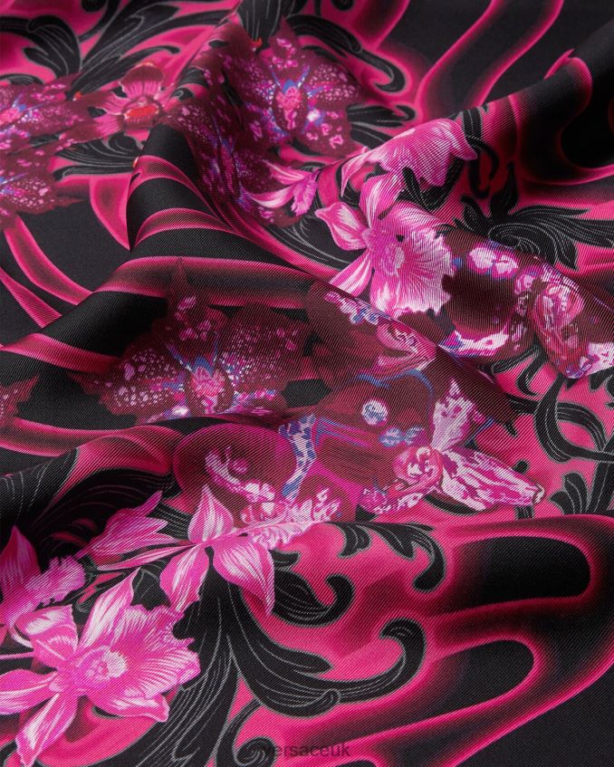 Women Versace Orchid Barocco Large Silk Foulard 6D2D06918 Fuchsia & Print Accessories