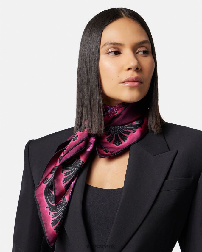 Women Versace Orchid Barocco Large Silk Foulard 6D2D06918 Fuchsia & Print Accessories