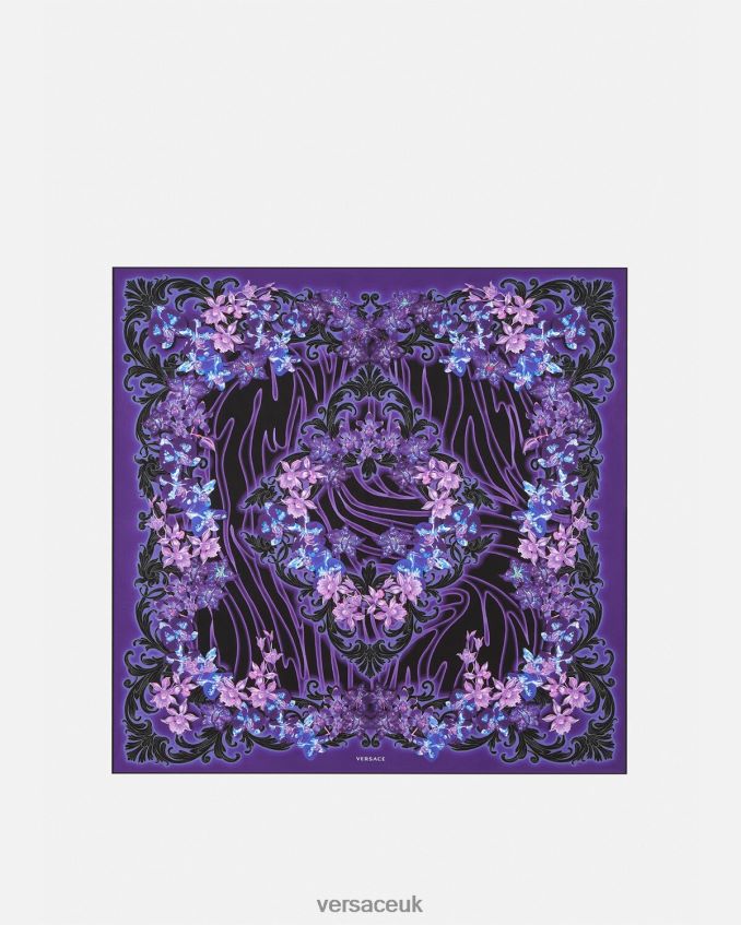 Women Versace Orchid Barocco Large Silk Foulard 6D2D06919 Violet & Print Accessories