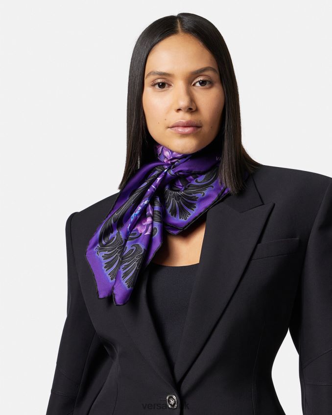 Women Versace Orchid Barocco Large Silk Foulard 6D2D06919 Violet & Print Accessories