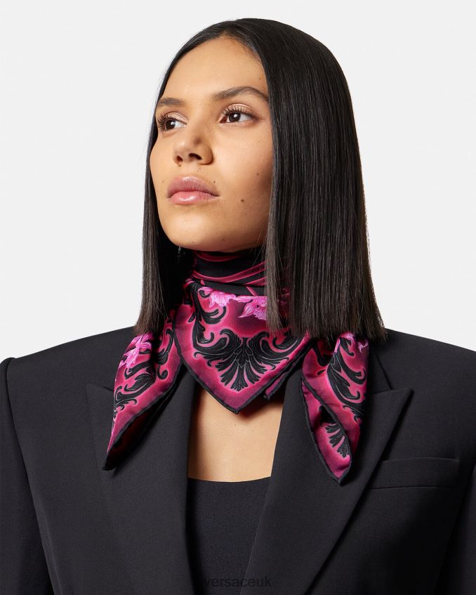 Women Versace Orchid Barocco Silk Foulard 6D2D06920 Fuchsia & Print Accessories