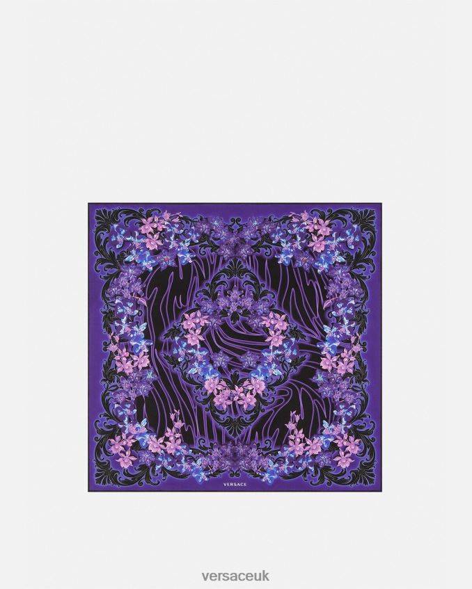 Women Versace Orchid Barocco Silk Foulard 6D2D06921 Violet & Print Accessories