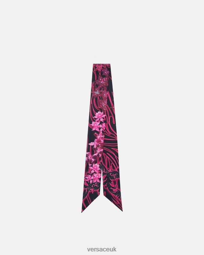 Women Versace Orchid Barocco Silk Scarf Tie 6D2D06922 Fuchsia & Print Accessories