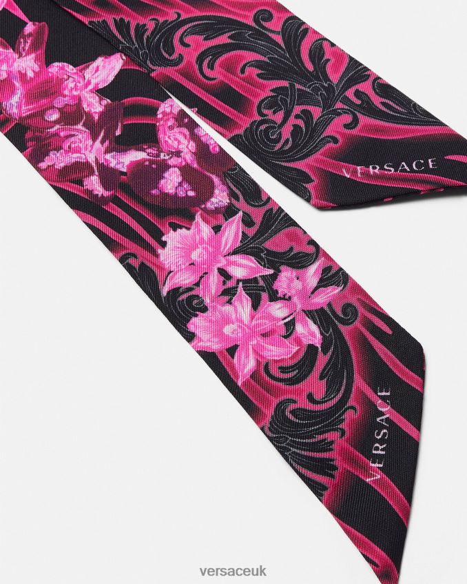 Women Versace Orchid Barocco Silk Scarf Tie 6D2D06922 Fuchsia & Print Accessories