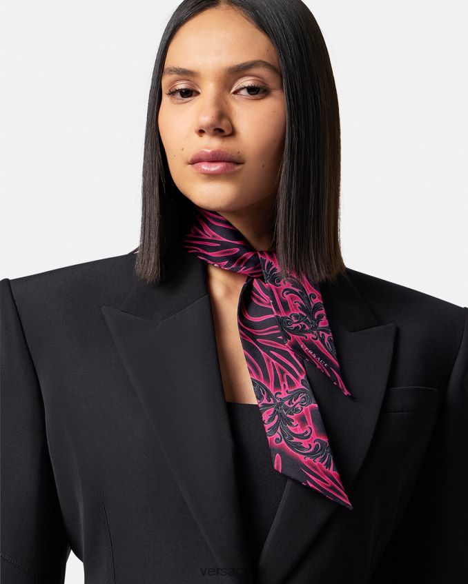 Women Versace Orchid Barocco Silk Scarf Tie 6D2D06922 Fuchsia & Print Accessories