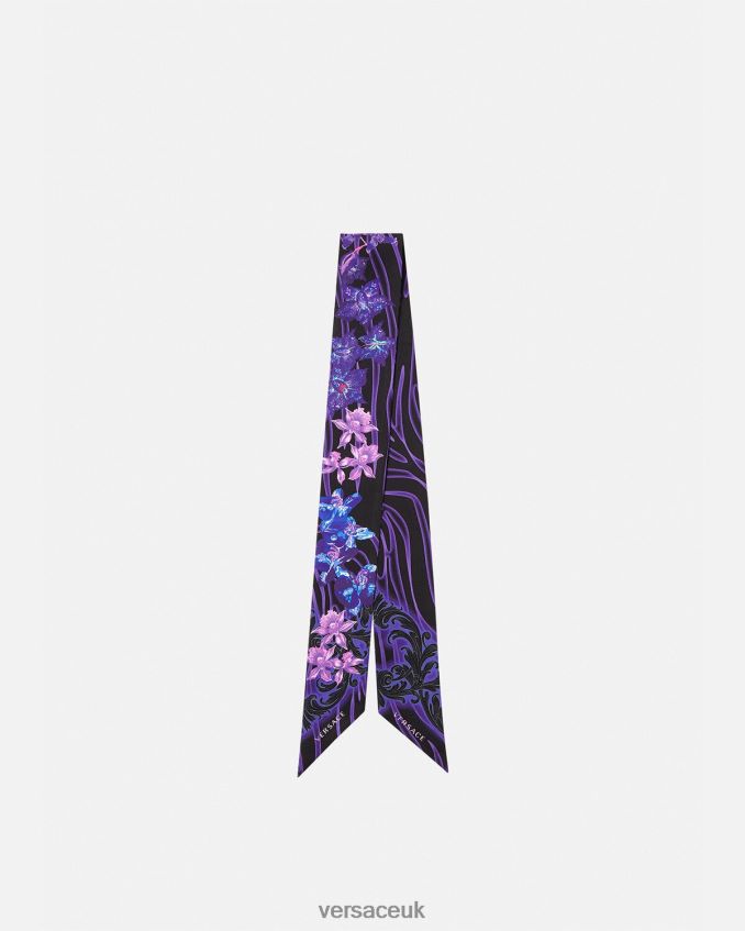 Women Versace Orchid Barocco Silk Scarf Tie 6D2D06923 Violet & Print Accessories