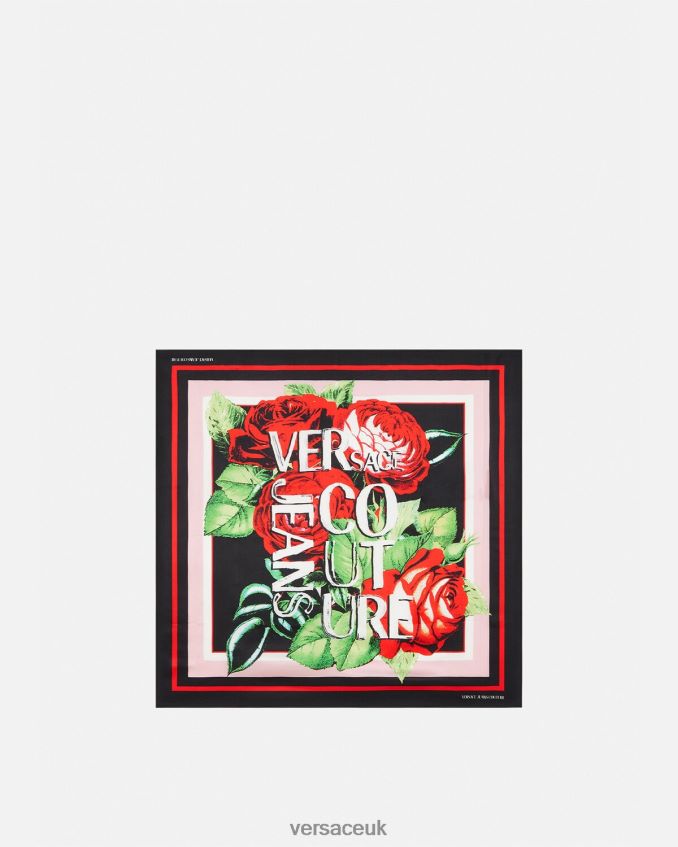Women Versace Roses Logo Silk Foulard 6D2D062357 Multicolor Accessories