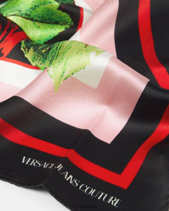 Women Versace Roses Logo Silk Foulard 6D2D062357 Multicolor Accessories