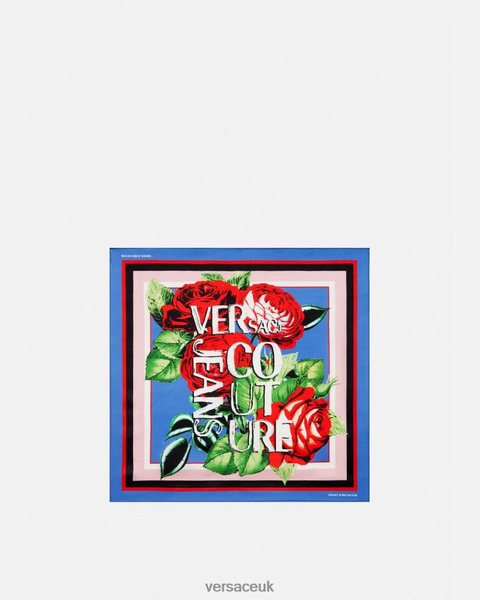 Women Versace Roses Logo Silk Foulard 6D2D062358 Multicolor Accessories