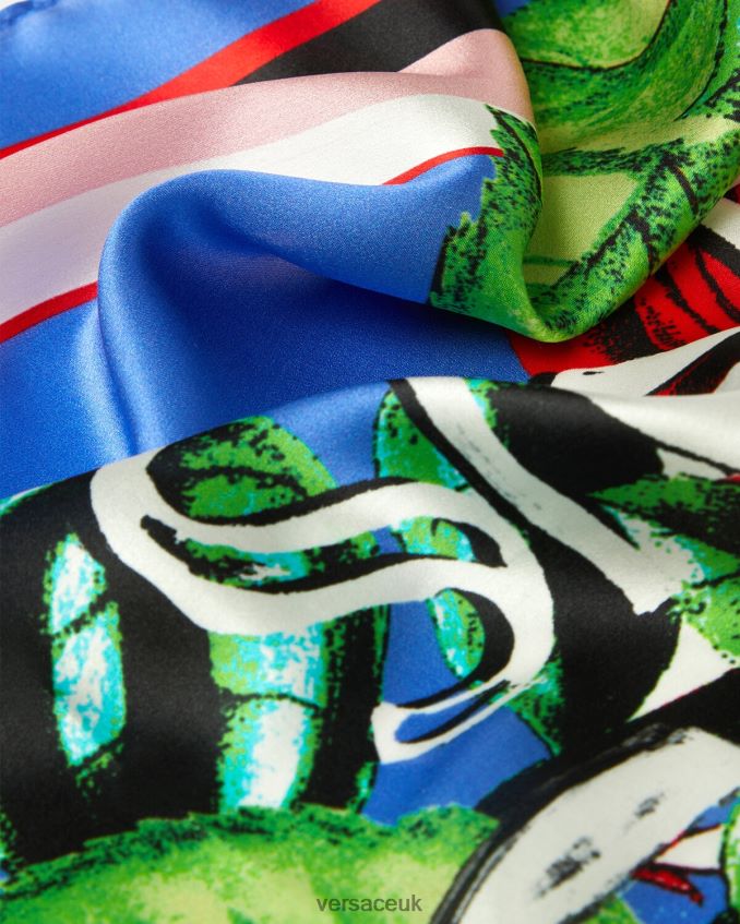 Women Versace Roses Logo Silk Foulard 6D2D062358 Multicolor Accessories