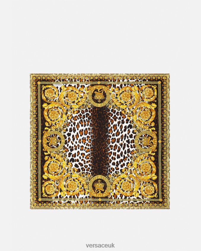Women Versace Wild Barocco Large Silk Foulard 6D2D06917 Gold Accessories
