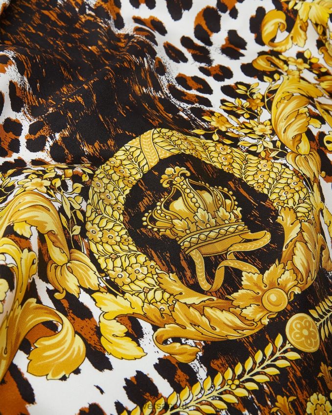Women Versace Wild Barocco Large Silk Foulard 6D2D06917 Gold Accessories