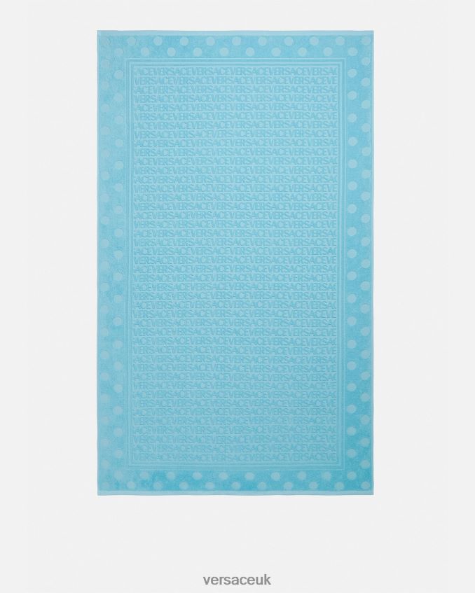Women Versace Allover Polka Dot Bath Towel 6D2D061197 Light Blue Underwear & Beachwear