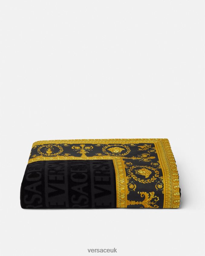 Women Versace I Baroque Beach Towel 6D2D061198 Black Underwear & Beachwear