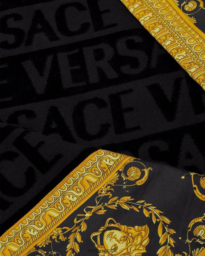 Women Versace I Baroque Beach Towel 6D2D061198 Black Underwear & Beachwear