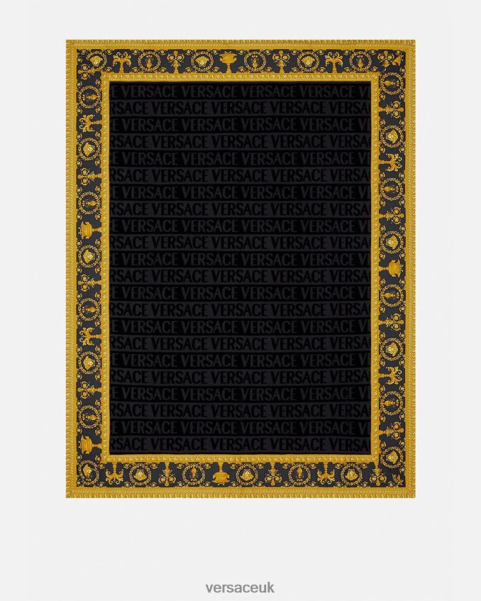 Women Versace I Baroque Beach Towel 6D2D061198 Black Underwear & Beachwear
