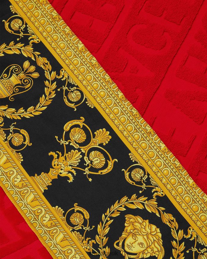 Women Versace I Baroque Beach Towel 6D2D061201 Red Underwear & Beachwear