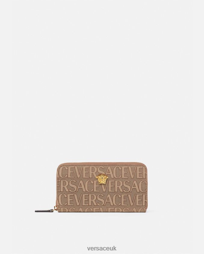 Women Versace Allover La Medusa Long Wallet 6D2D06566 Brown Accessories