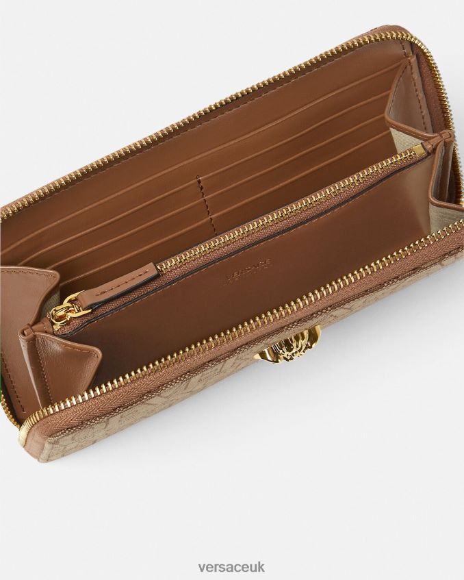 Women Versace Allover La Medusa Long Wallet 6D2D06566 Brown Accessories