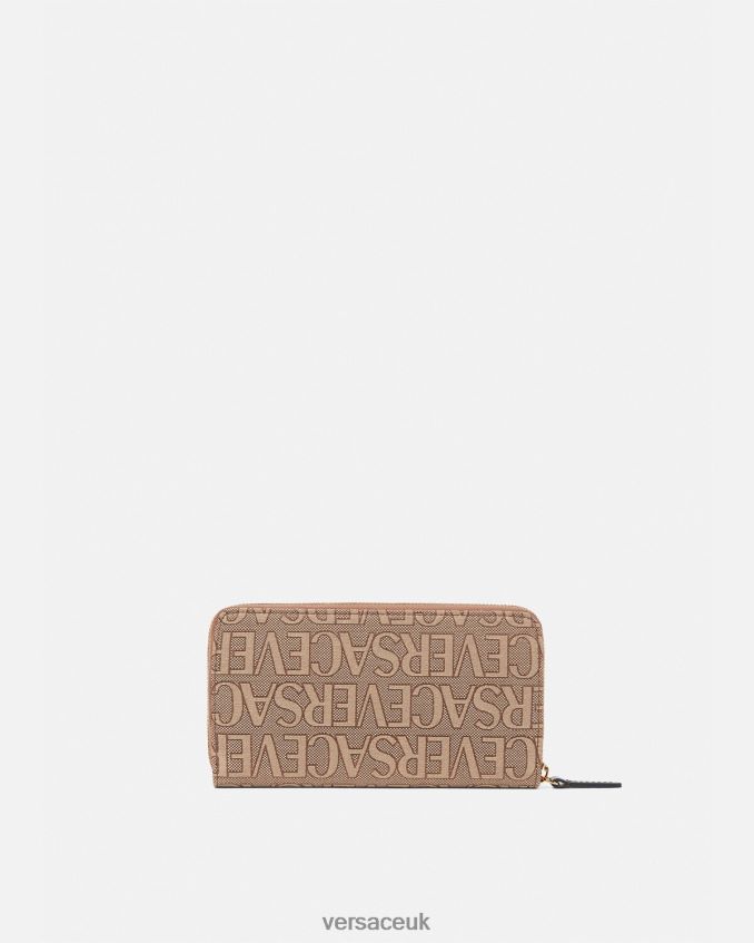 Women Versace Allover La Medusa Long Wallet 6D2D06566 Brown Accessories