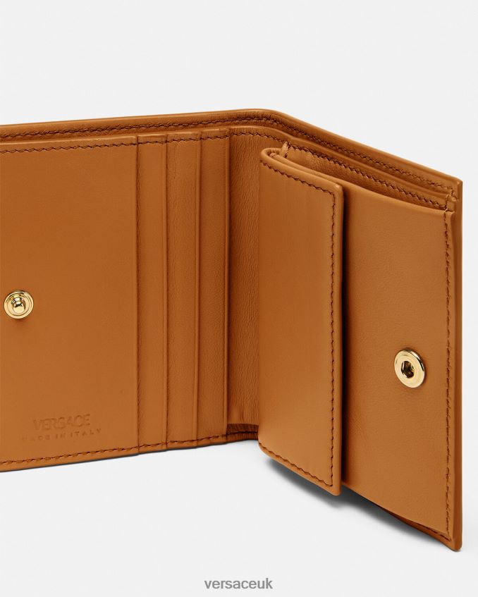 Women Versace Greca Goddess Bifold Wallet 6D2D06555 Caramel Accessories