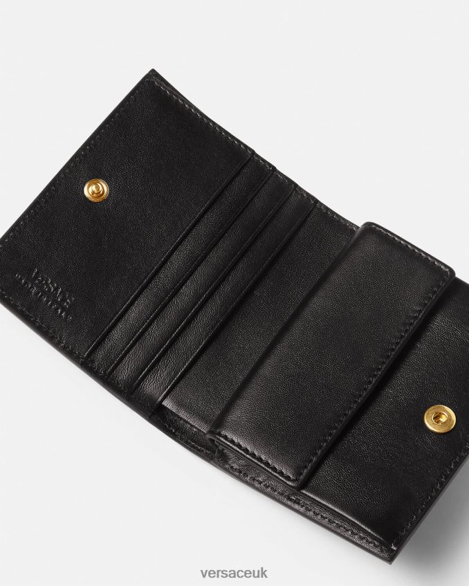 Women Versace Greca Goddess Bifold Wallet 6D2D06559 Black Accessories