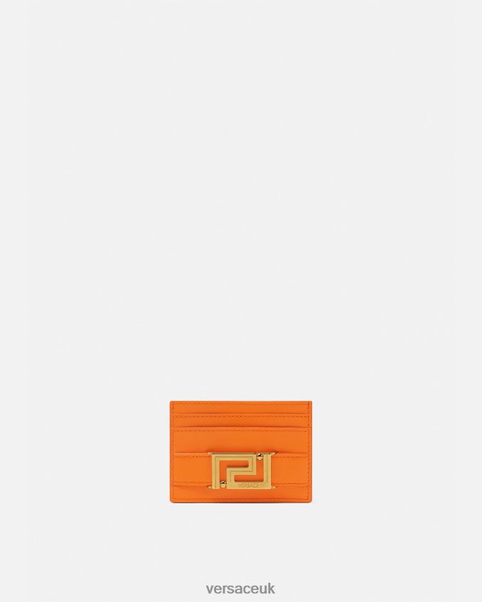 Women Versace Greca Goddess Card Holder 6D2D06557 Orange Accessories