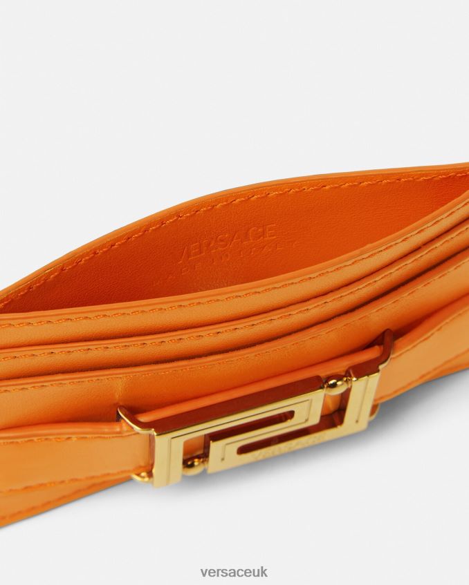 Women Versace Greca Goddess Card Holder 6D2D06557 Orange Accessories