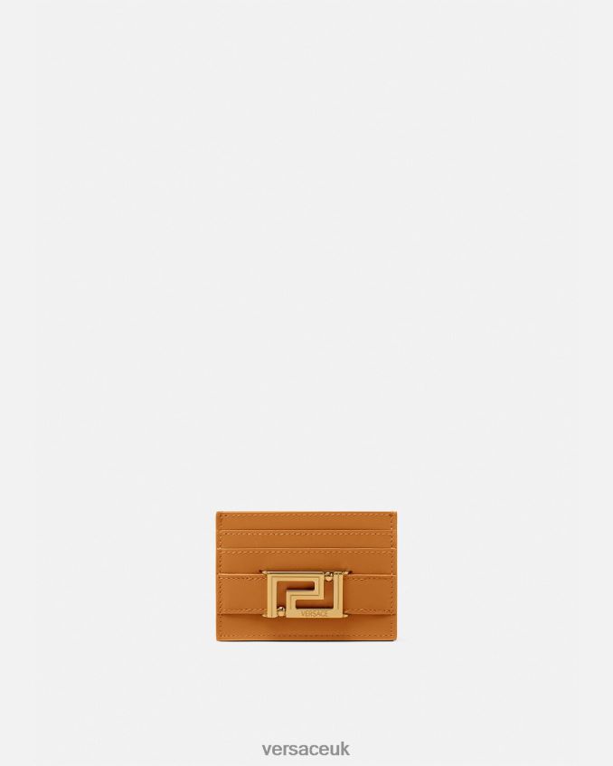 Women Versace Greca Goddess Card Holder 6D2D06558 Caramel Accessories