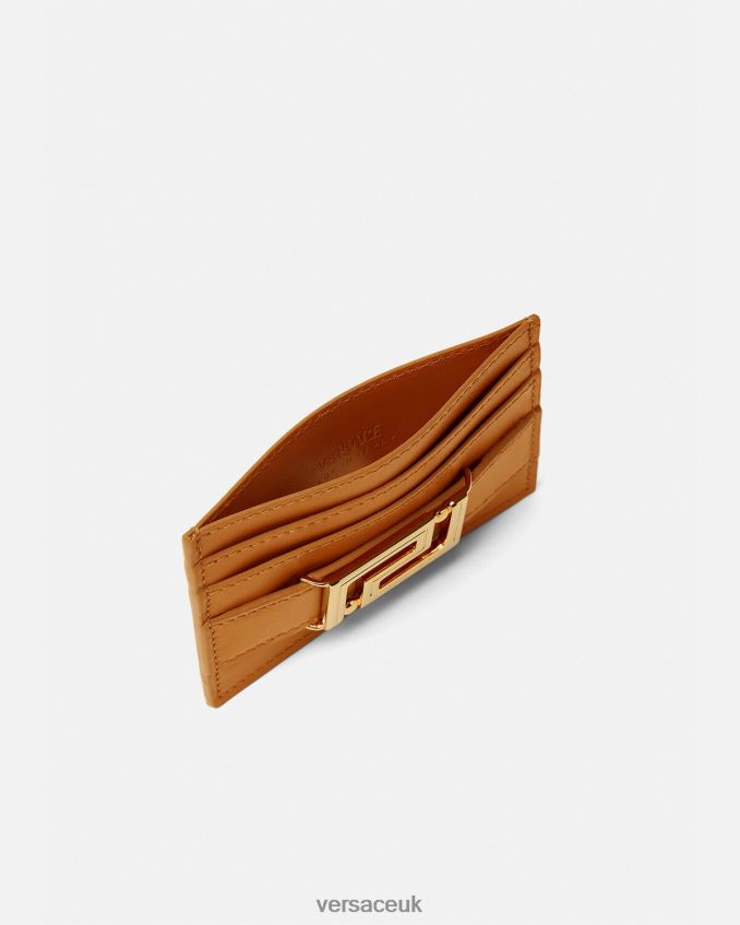Women Versace Greca Goddess Card Holder 6D2D06558 Caramel Accessories