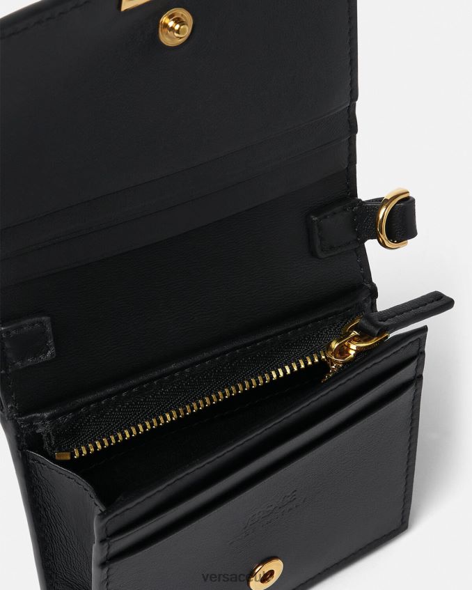 Women Versace Greca Goddess Chain Wallet 6D2D06563 Black Accessories