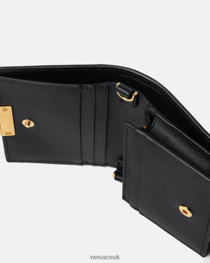 Women Versace Greca Goddess Chain Wallet 6D2D06563 Black Accessories