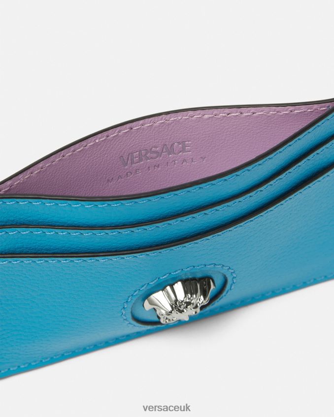 Women Versace La Medusa Card Case 6D2D06567 Turquoise Accessories