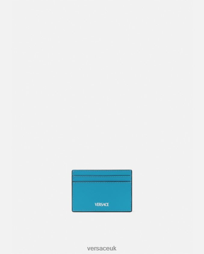 Women Versace La Medusa Card Case 6D2D06567 Turquoise Accessories