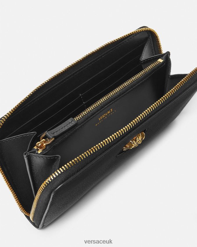 Women Versace La Medusa Continental Wallet 6D2D06573 Black Accessories