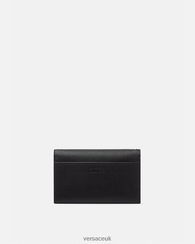 Women Versace Logo Chain Wallet 6D2D062322 Black Accessories
