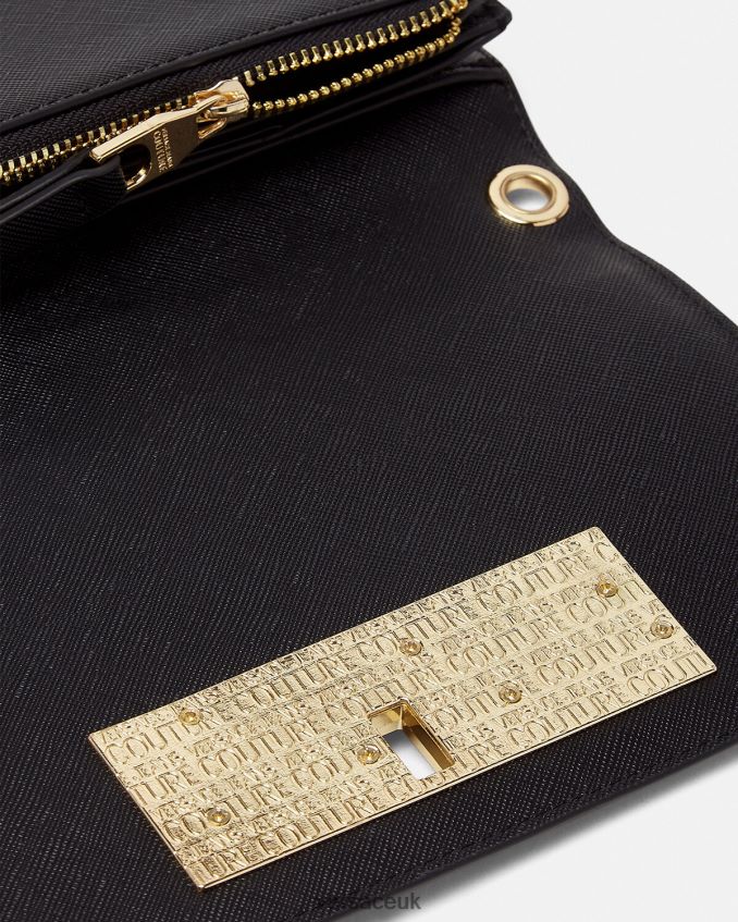 Women Versace Logo Chain Wallet 6D2D062322 Black Accessories