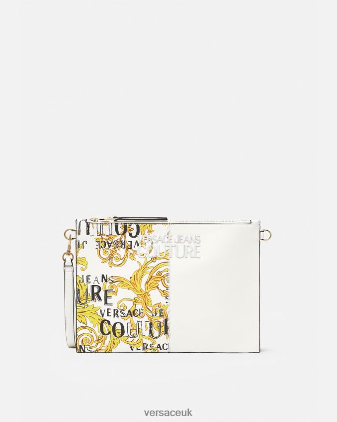 Women Versace Logo Couture Pouch 6D2D062348 Gold & White Accessories