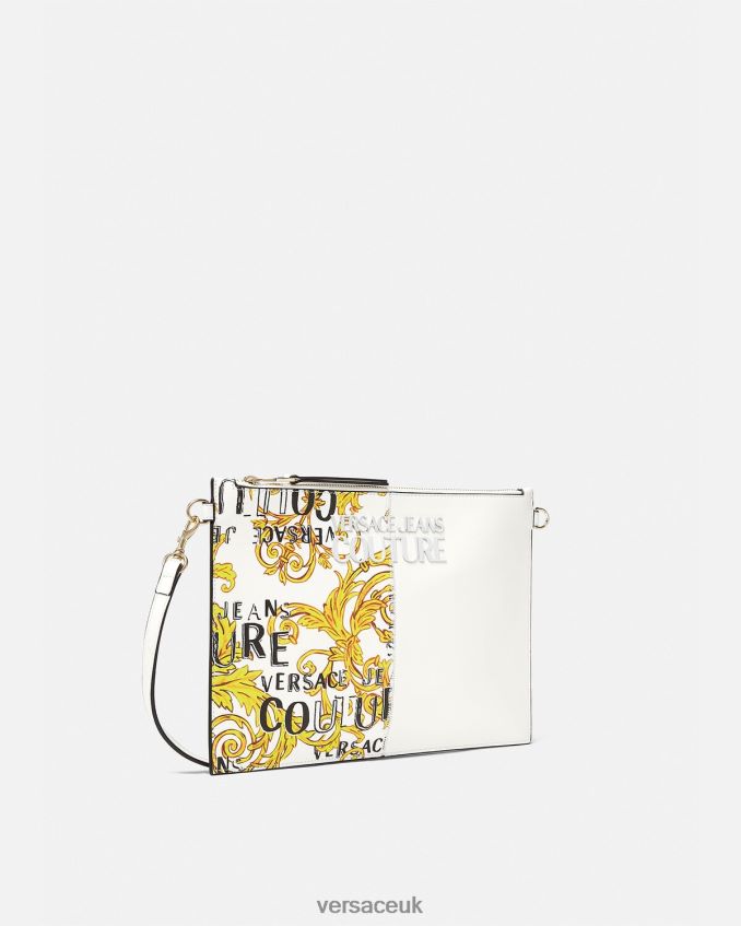 Women Versace Logo Couture Pouch 6D2D062348 Gold & White Accessories